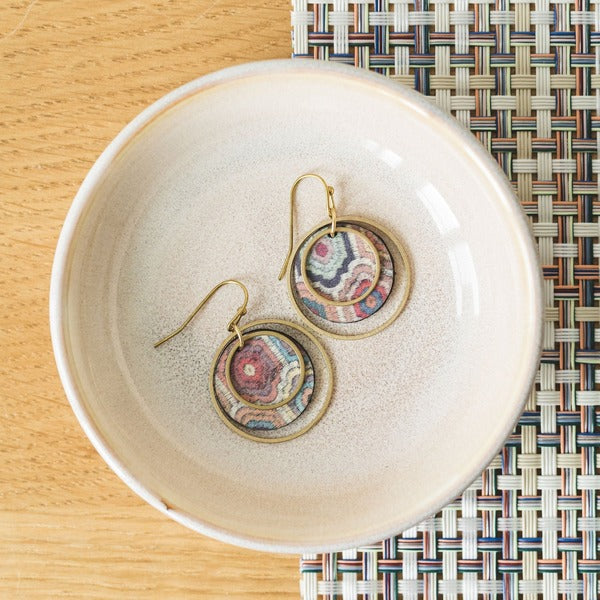 Embroidered Hexagons Circle Earrings | Hello Lovely | boogie + birdie