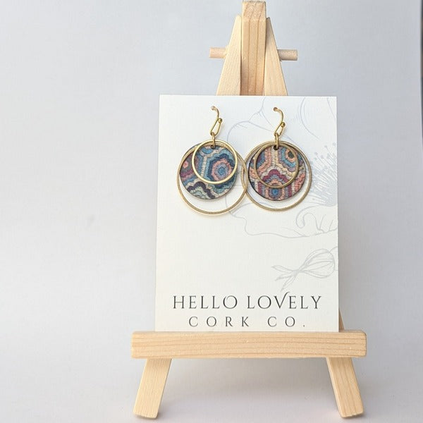 Embroidered Hexagons Circle Earrings | Hello Lovely | boogie + birdie