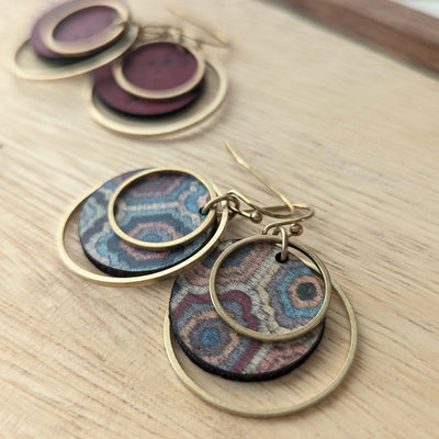 Embroidered Hexagons Circle Earrings | Hello Lovely | boogie + birdie