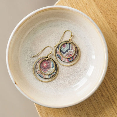 Embroidered Hexagons Circle Earrings | Hello Lovely | boogie + birdie