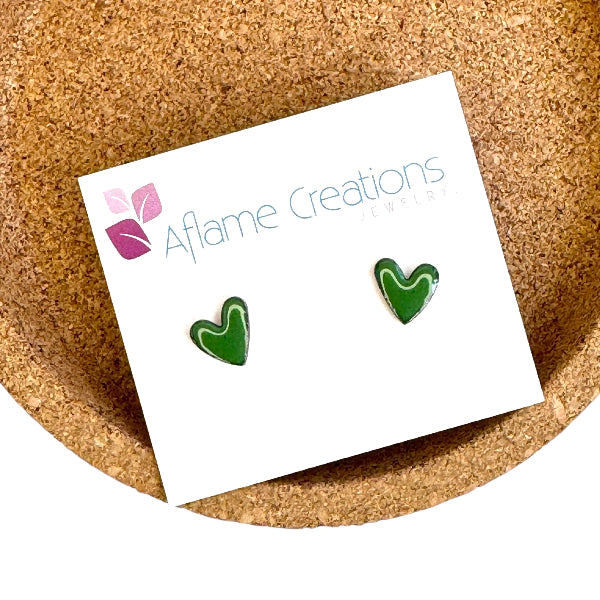 Emerald Enamel Stud Earrings | Aflame Jewellery | boogie + birdie