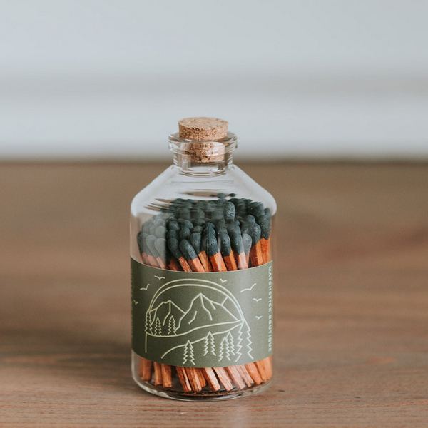 Evergreen Mountains Apothecary Match Jar (L0040-DW) | Matchstick Boutique | boogie + birdie