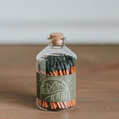 Evergreen Mountains Apothecary Match Jar (L0040-DW) | Matchstick Boutique | boogie + birdie