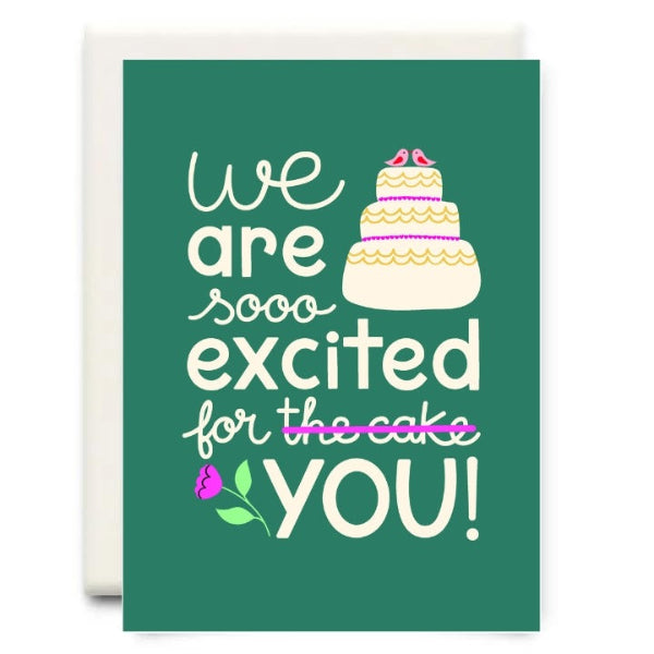 Excited For The Cake Green Wedding Card | Inkwell Cards | boogie + birdie