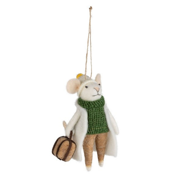 Mouse with Suitcase Felt Ornament | Holidays | boogie + birdie

