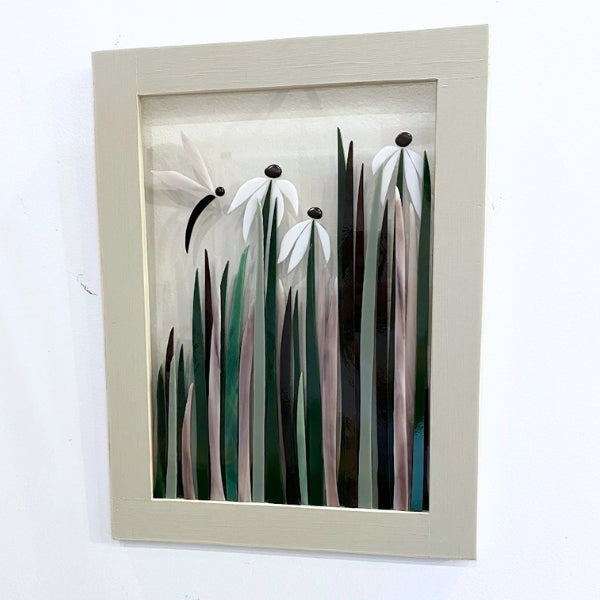 Glass Dragonfly Floral Framed Wall Art 12x16 | Shards of Time | boogie + birdie