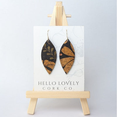 Floral on Black Small Leaf Earrings | Hello Lovely | boogie + birdie