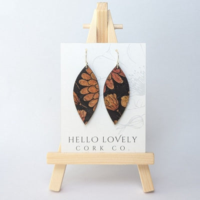 Floral on Black Small Leaf Earrings | Hello Lovely | boogie + birdie