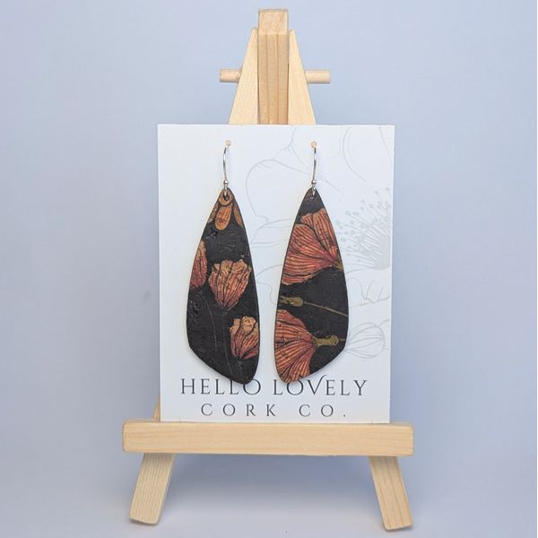 Floral on Black Small Wing Earrings | Hello Lovely | boogie + birdie