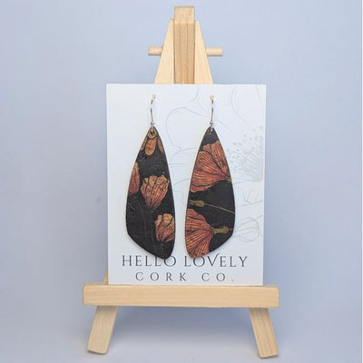 Floral on Black Small Wing Earrings | Hello Lovely | boogie + birdie