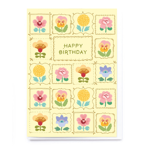 Floral Squares Birthday Card | Greeting Cards | boogie + birdie