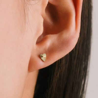Waterproof Gold Fluted Heart Stud Earrings | Lover's Tempo | boogie + birdie