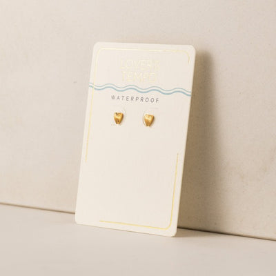 Waterproof Gold Fluted Heart Stud Earrings | Lover's Tempo | boogie + birdie