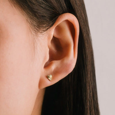 Waterproof Gold Fluted Heart Stud Earrings | Lover's Tempo | boogie + birdie
