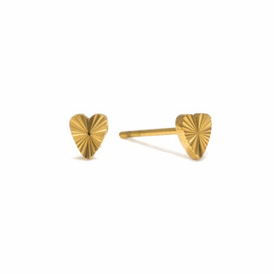 Waterproof Gold Fluted Heart Stud Earrings | Lover's Tempo | boogie + birdie