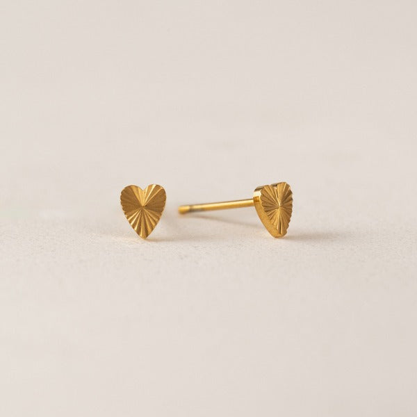 Waterproof Gold Fluted Heart Stud Earrings | Lover's Tempo | boogie + birdie