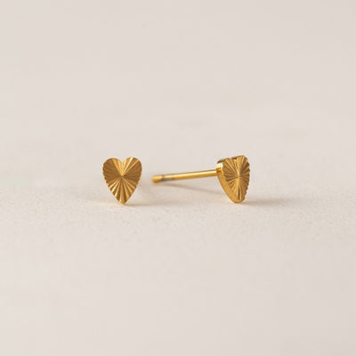 Waterproof Gold Fluted Heart Stud Earrings | Lover's Tempo | boogie + birdie