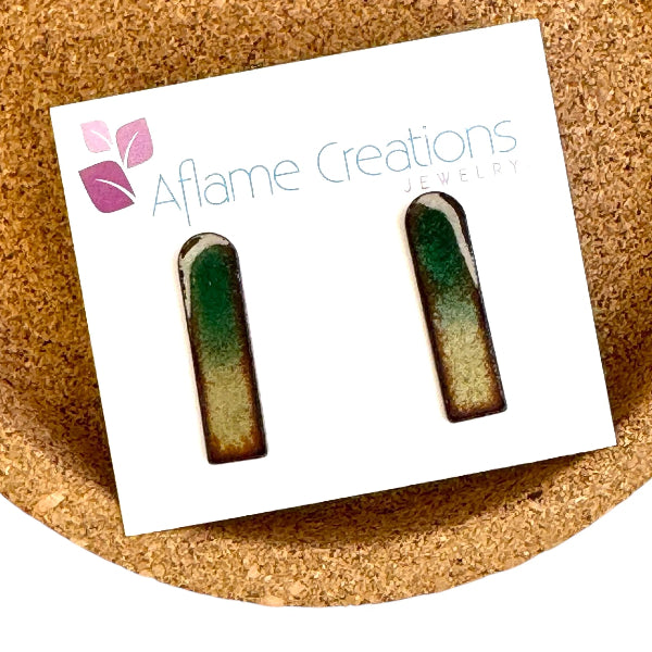Forest Enamel Horizon Tab Stud Earrings | Aflame Creations | boogie + birdie