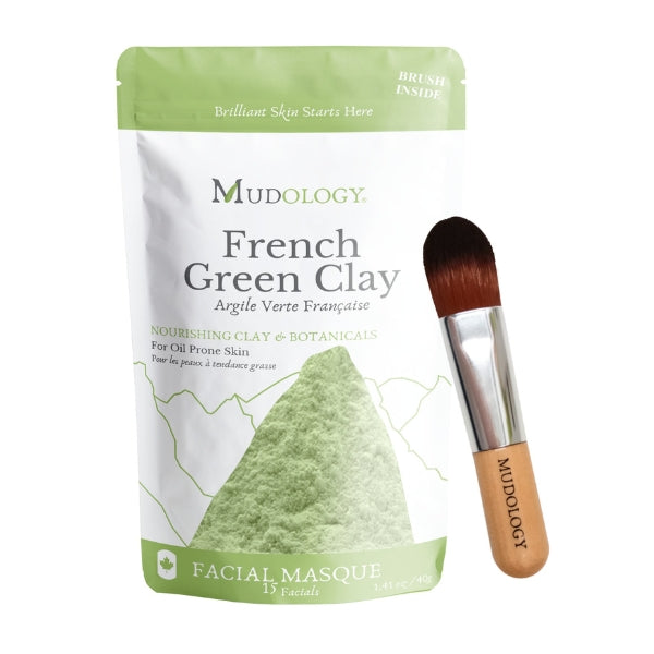 French Green Clay Face Mask Pouch | Mudology | boogie + birdie
