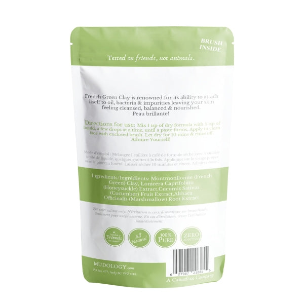 French Green Clay Face Mask Pouch | Mudology | boogie + birdie