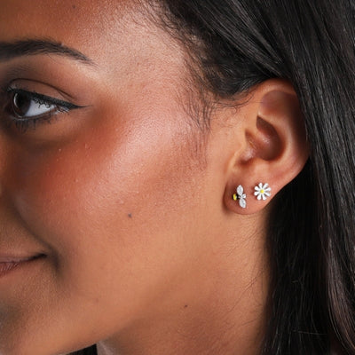 Silver Bee & Flower Stud Earrings | Attic Creations | boogie + birdie