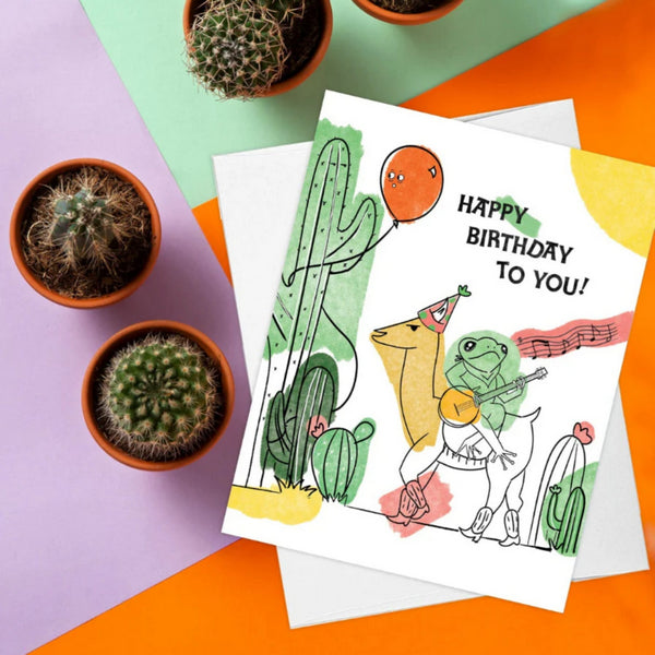 Froggy Llama Drama Birthday Card | Evil Llama and Friends | boogie + birdie