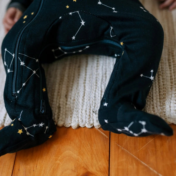 3-6M Galaxy Love - Navy 100% Organic Cotton Sleeper | ZippyJamz | boogie + birdie