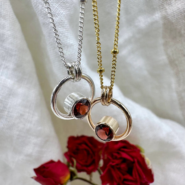 Silver Adorn Garnet Necklace | Open Fire | boogie + birdie