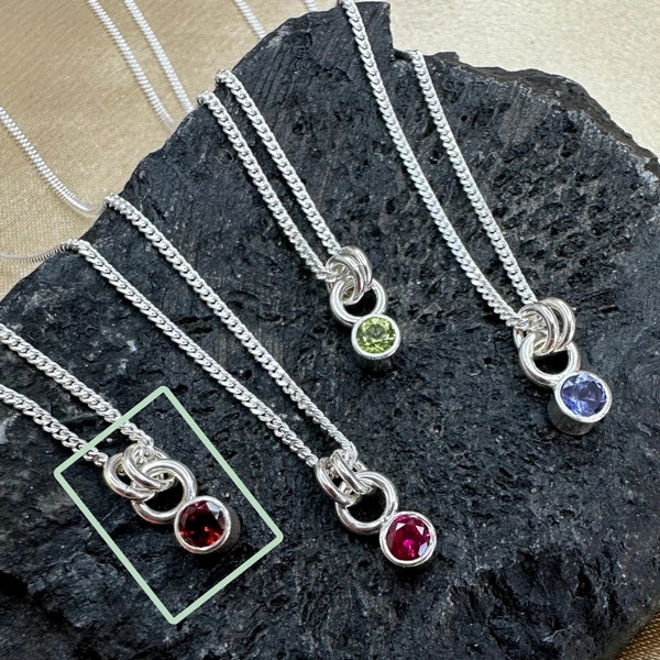 Silver Garnet Kindred Birthstone Necklace | Open Fire | boogie + birdie