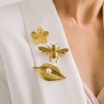 Gold Textured Flower Waterproof Brooch | Lover's Tempo | boogie + birdie