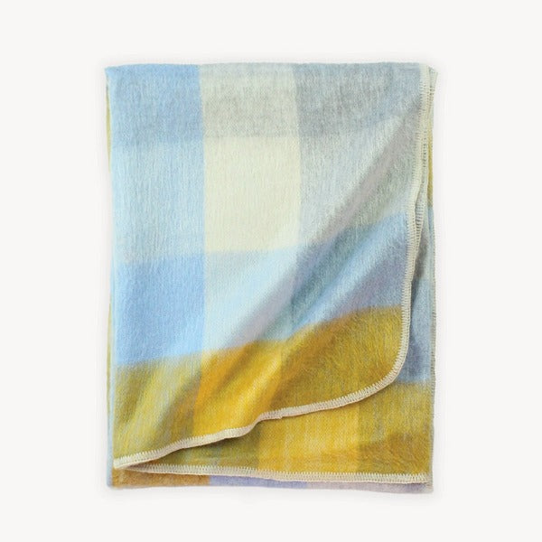 Gold & Blue Check Alpaca Throw Blanket |  Pokoloko | boogie + birdie