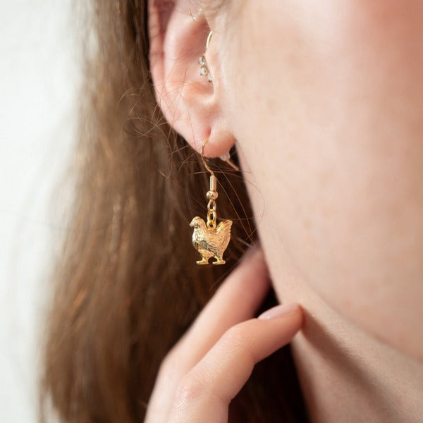 Gold Chicken Drop Earrings | Birch Jewellery | boogie + birdie