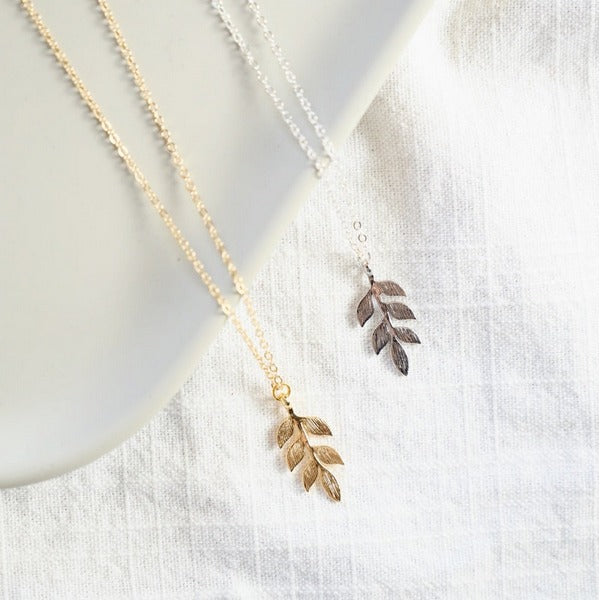 Gold Elegant Fern Leaf Necklace | Birch Jewellery | boogie + birdie