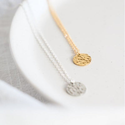 Gold Hammered Disk Necklace | Birch Jewellery | boogie + birdie