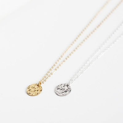 Gold Hammered Disk Necklace | Birch Jewellery | boogie + birdie