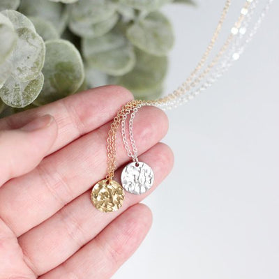 Gold Hammered Disk Necklace | Birch Jewellery | boogie + birdie