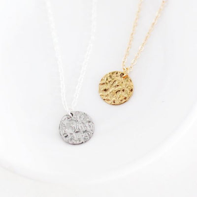 Gold Hammered Disk Necklace | Birch Jewellery | boogie + birdie