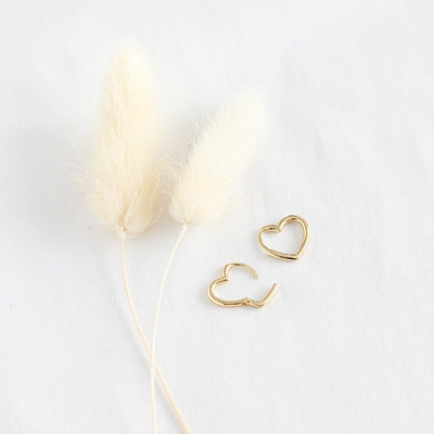 Gold Heart Shape Hoops | Birch Jewellery | boogie + birdie