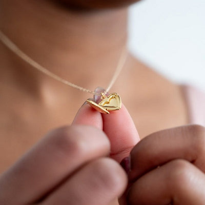 Gold Mini Heart Locket Necklace | Birch Jewellery | boogie + birdie