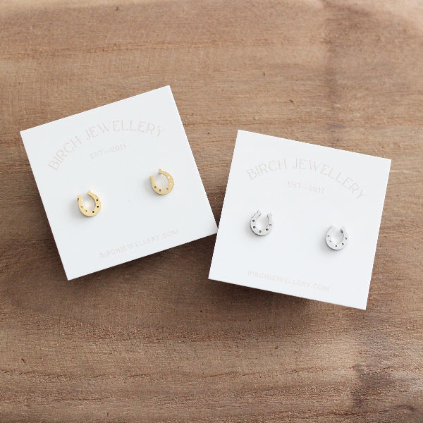 Silver Horseshoe Stud Earrings | Birch Jewellery | boogie + birdie
