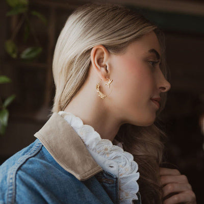 Refined Gold Hummingbird Hoop Earrings | Scout | boogie + birdie