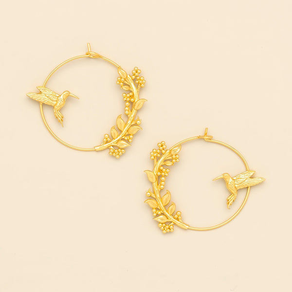 Refined Gold Hummingbird Hoop Earrings | Scout | boogie + birdie