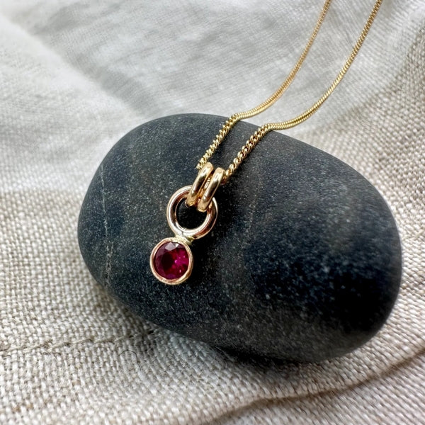 Gold Ruby Kindred Birthstone Necklace | Open Fire | boogie + birdie
