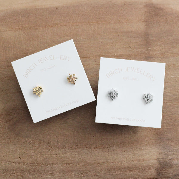 Gold Maple Stud Earrings | Birch Jewellery | boogie + birdie