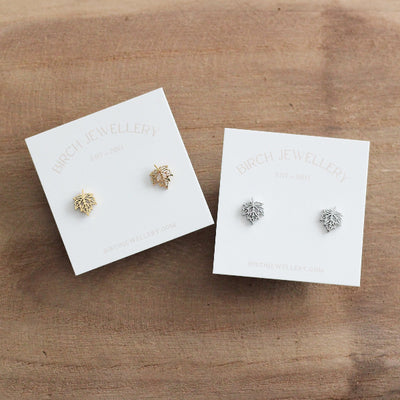 Gold Maple Stud Earrings | Birch Jewellery | boogie + birdie