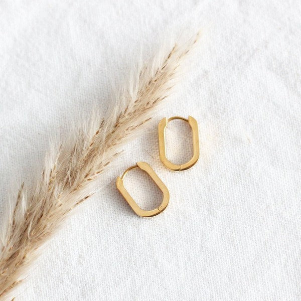 Gold Oval Huggie Hoops | Birch Jewellery | boogie + birdie