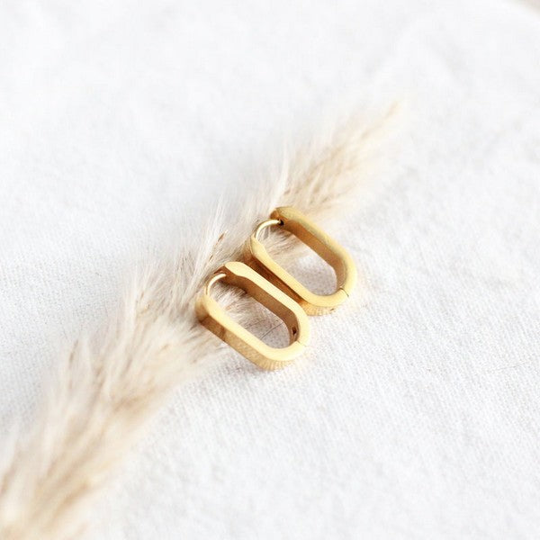 Gold Oval Huggie Hoops | Birch Jewellery | boogie + birdie