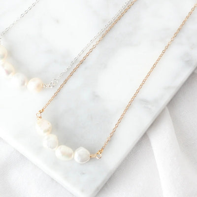 Gold Pearl Strand Necklace | Birch Jewellery |  boogie + birdie