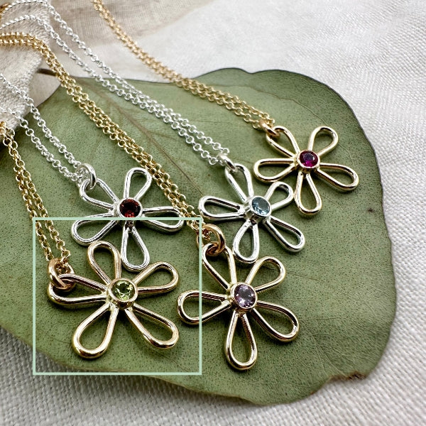 Gold Garden Peridot Birthstone Necklace | Open Fire | boogie + birdie


