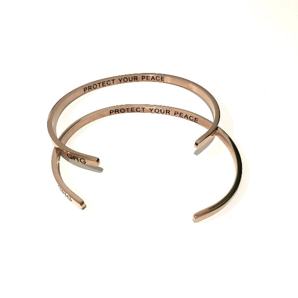 Gold Protect Your Peace Bangle | boogie + birdie | Glass House Goods